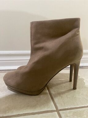 Taupe Suede High-Heel Ankle Boots